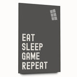 Eat Sleep Game Repeat Typography Art – Gamer Wall Decor