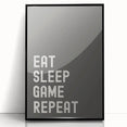 Eat Sleep Game Repeat Typography Art – Gamer Wall Decor