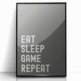 Eat Sleep Game Repeat Typography Art – Gamer Wall Decor