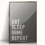 Eat Sleep Game Repeat Typography Art – Gamer Wall Decor