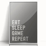 Eat Sleep Game Repeat Typography Art – Gamer Wall Decor