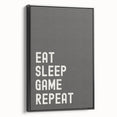 Eat Sleep Game Repeat Typography Art – Gamer Wall Decor