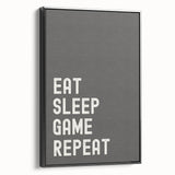 Eat Sleep Game Repeat Typography Art – Gamer Wall Decor