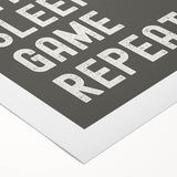 Eat Sleep Game Repeat Typography Art – Gamer Wall Decor
