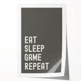 Eat Sleep Game Repeat Typography Art – Gamer Wall Decor