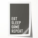 Eat Sleep Game Repeat Typography Art – Gamer Wall Decor