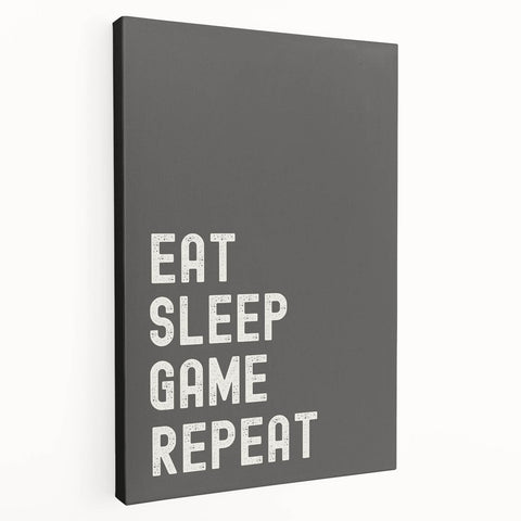 Eat Sleep Game Repeat Typography Art – Gamer Wall Decor