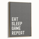 Eat Sleep Game Repeat Typography Art – Gamer Wall Decor