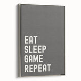 Eat Sleep Game Repeat Typography Art – Gamer Wall Decor