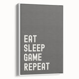 Eat Sleep Game Repeat Typography Art – Gamer Wall Decor