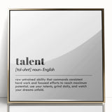 Inspirational Typography Art Print - Talent Motivational Quote Canvas