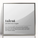 Inspirational Typography Art Print - Talent Motivational Quote Canvas