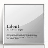 Inspirational Typography Art Print - Talent Motivational Quote Canvas