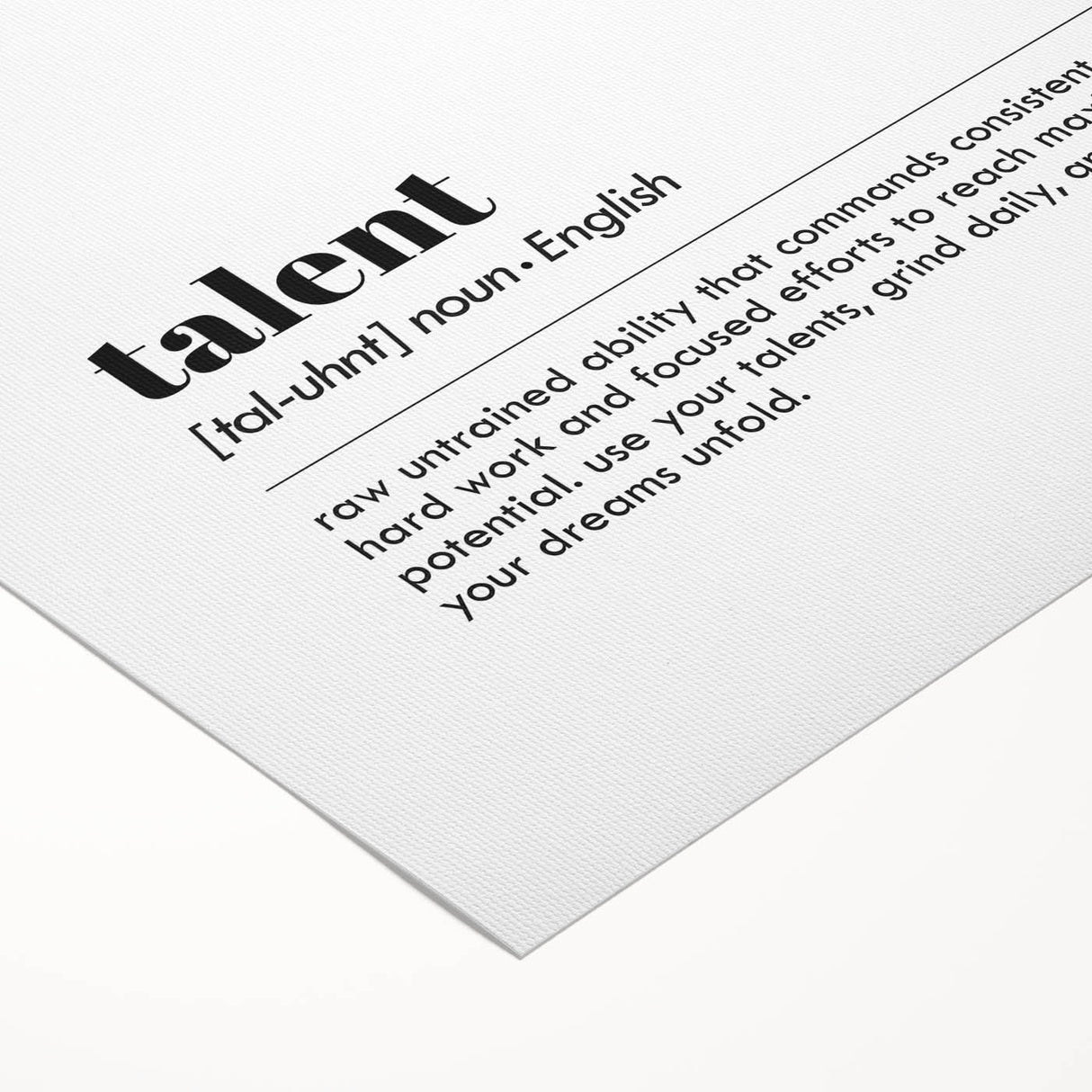 Inspirational Typography Art Print - Talent Motivational Quote Canvas