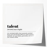 Inspirational Typography Art Print - Talent Motivational Quote Canvas