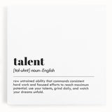 Inspirational Typography Art Print - Talent Motivational Quote Canvas