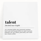 Inspirational Typography Art Print - Talent Motivational Quote Canvas