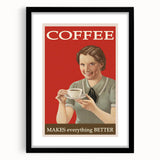 Vintage Retro Coffee Poster Art - Nostalgic Retro Wall Art