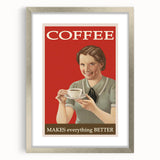 Vintage Retro Coffee Poster Art - Nostalgic Retro Wall Art
