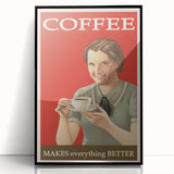 Vintage Retro Coffee Poster Art - Nostalgic Retro Wall Art