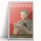 Vintage Retro Coffee Poster Art - Nostalgic Retro Wall Art