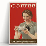 Vintage Retro Coffee Poster Art - Nostalgic Retro Wall Art
