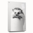 Cute Hedgehog Bathroom Wall Art - Minimalist Black and White Decor