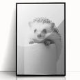 Cute Hedgehog Bathroom Wall Art - Minimalist Black and White Decor
