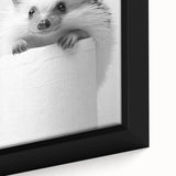 Cute Hedgehog Bathroom Wall Art - Minimalist Black and White Decor
