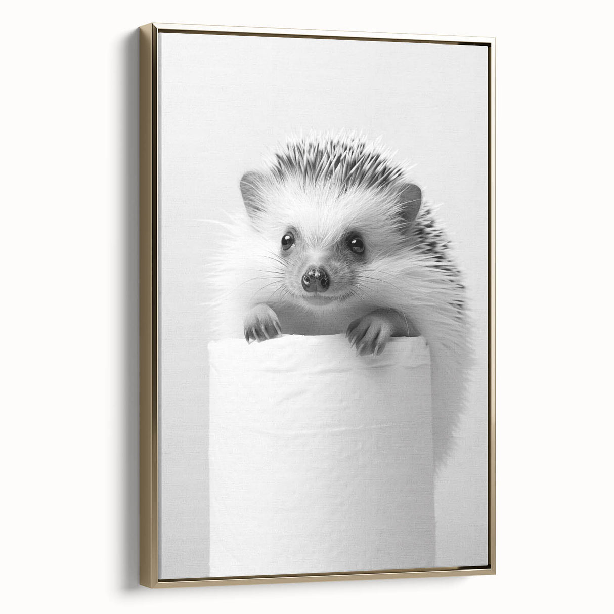 Cute Hedgehog Bathroom Wall Art - Minimalist Black and White Decor