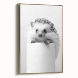 Cute Hedgehog Bathroom Wall Art - Minimalist Black and White Decor