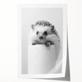 Cute Hedgehog Bathroom Wall Art - Minimalist Black and White Decor