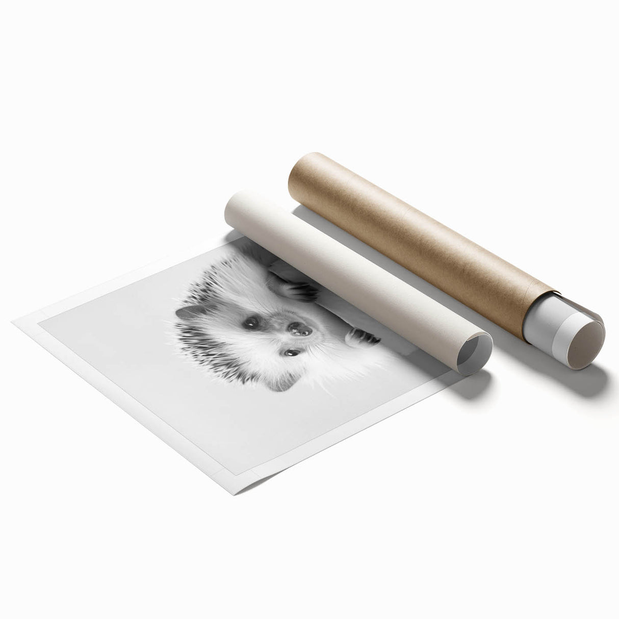 Cute Hedgehog Bathroom Wall Art - Minimalist Black and White Decor