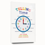 Telling Time Learning Wall Art - Kids Educational Clock Poster