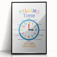 Telling Time Learning Wall Art - Kids Educational Clock Poster