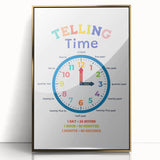 Telling Time Learning Wall Art - Kids Educational Clock Poster
