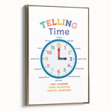 Telling Time Learning Wall Art - Kids Educational Clock Poster