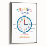 Telling Time Learning Wall Art - Kids Educational Clock Poster