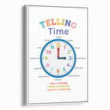 Telling Time Learning Wall Art - Kids Educational Clock Poster