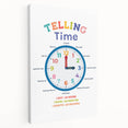 Telling Time Learning Wall Art - Kids Educational Clock Poster