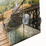 Large abstract wall art depicting a European Albanian scenery in muted earth tones on acrylic glass.