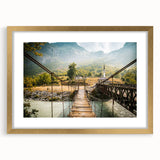 Abstract art print of a European landscape in muted earth tones on a framed canvas, ideal for dining room decor.