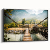 Black and white framed canvas depicting a vintage European landscape, ideal for bedroom wall decor.