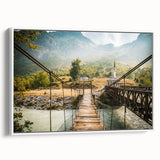 Framed canvas depicting a vintage Albanian landscape in vibrant, colorful hues, ideal for adding character to any room.