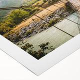 Art deco poster featuring a serene Albanian landscape on rolled canvas, suitable for dining room decor.