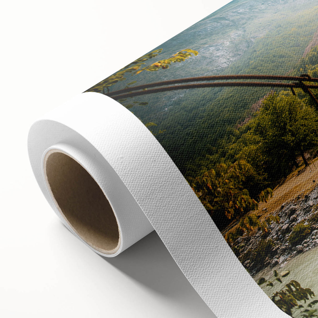 Art Deco poster of a European Albanian scenery in pastel shades on rolled canvas, ideal for nursery wall art.
