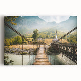 Black and white large art of an Albanian landscape on stretched canvas, ideal for kitchen wall art or bedroom.