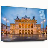 Large abstract depiction of an Austrian landscape in muted earth tones on acrylic glass.