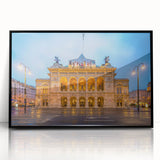 Large abstract wall art depicting a European scenery in Austria, with muted earth tones on a black framed acrylic.