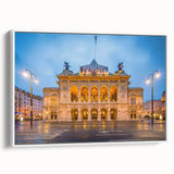 Vintage poster art of an Austrian landscape in vibrant colors on a large framed canvas, suitable for living room decor.